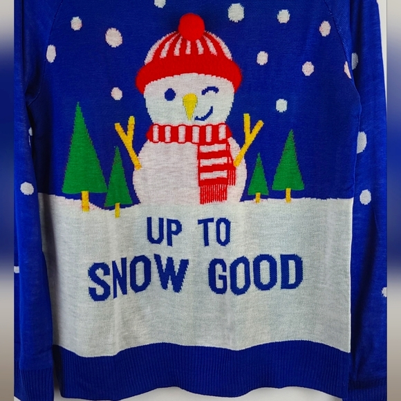 2/$30 ☆ NWT Lightweight Blue  Snowman Sweater Size Med - Picture 3 of 8